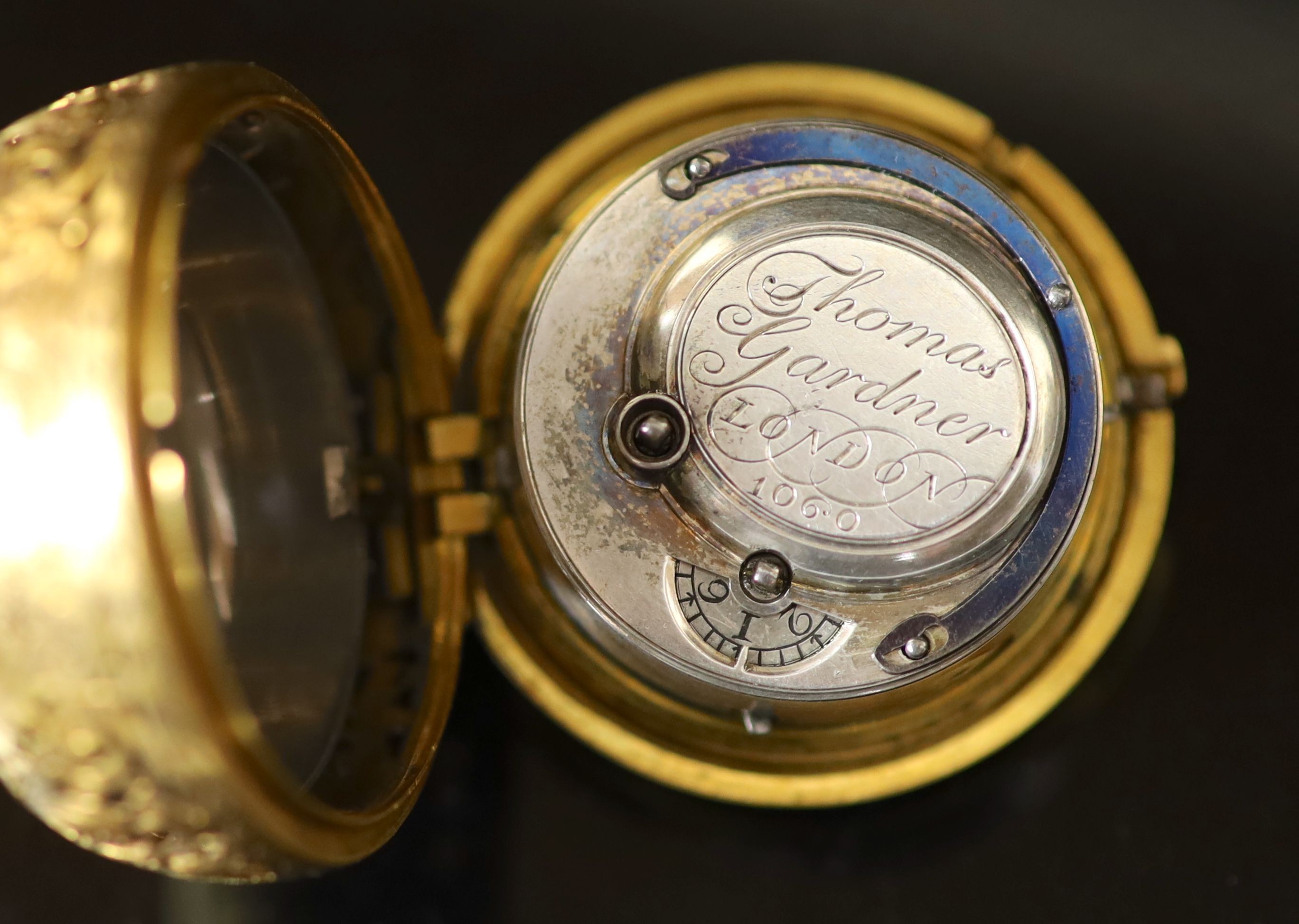 A George III gold pair cased keywind quarter repeating pocket watch by Thomas Gardner of London H 5.75cm.